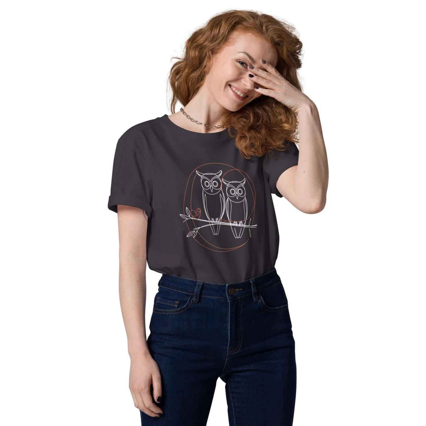 Owl-Themed Unisex Organic Cotton T-Shirt | Sustainable & Stylish Anthracite Dudeily