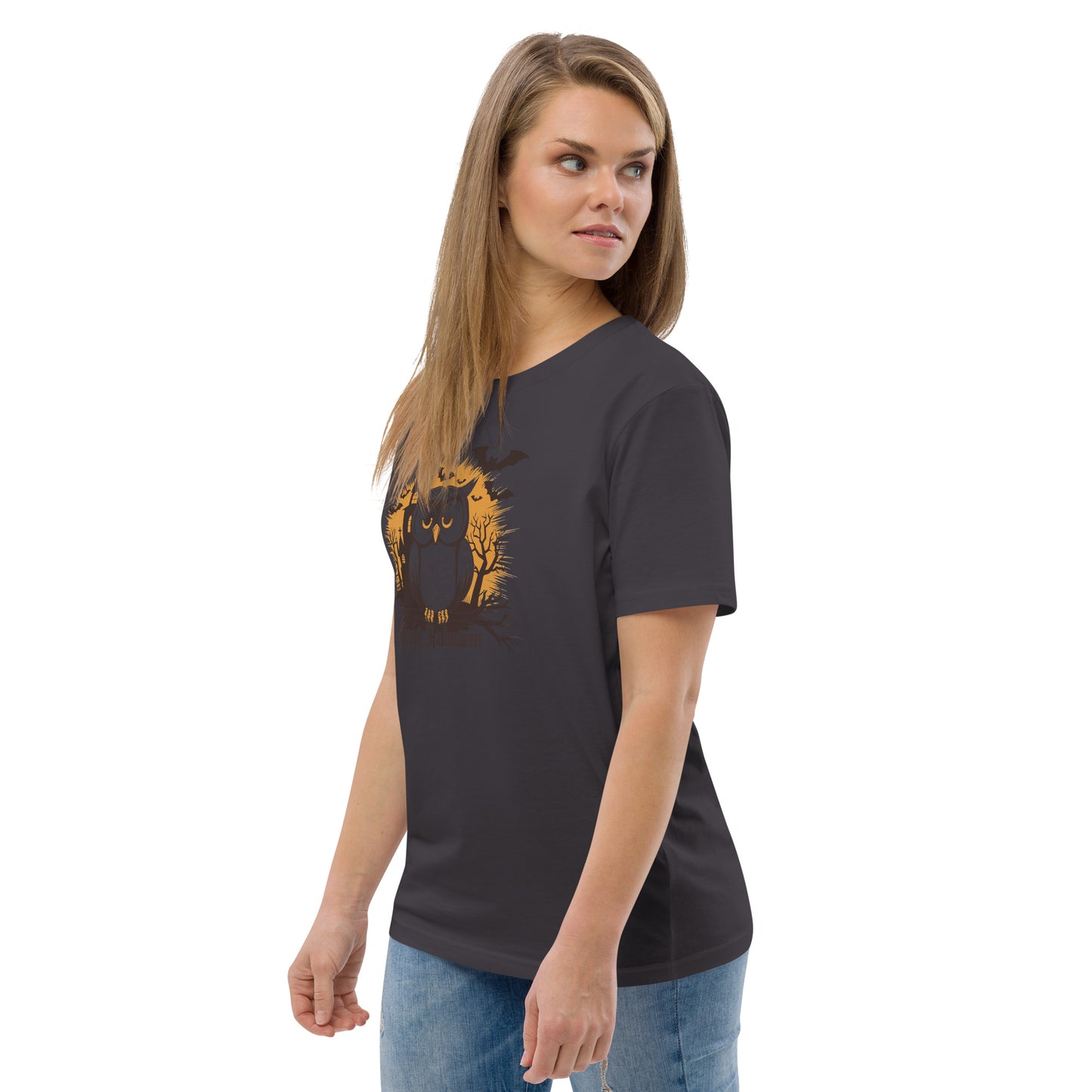Unisex Organic Cotton T-Shirt: Halloween Owl Eco-Friendly Style USA Dudeily