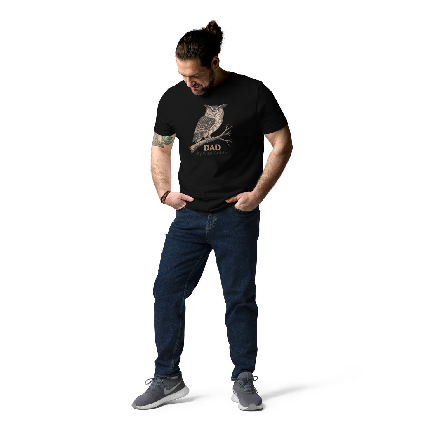 Unisex Organic Cotton T-Shirt – Owl Themed Sustainable Fashion for Father's Day by Dudeily Dudeily