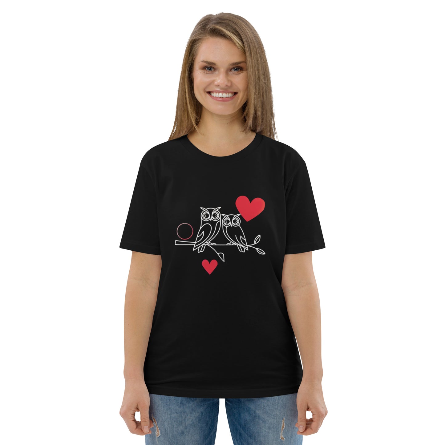 Owl-Themed Unisex Organic Cotton T-Shirt | Eco-Friendly Black Dudeily