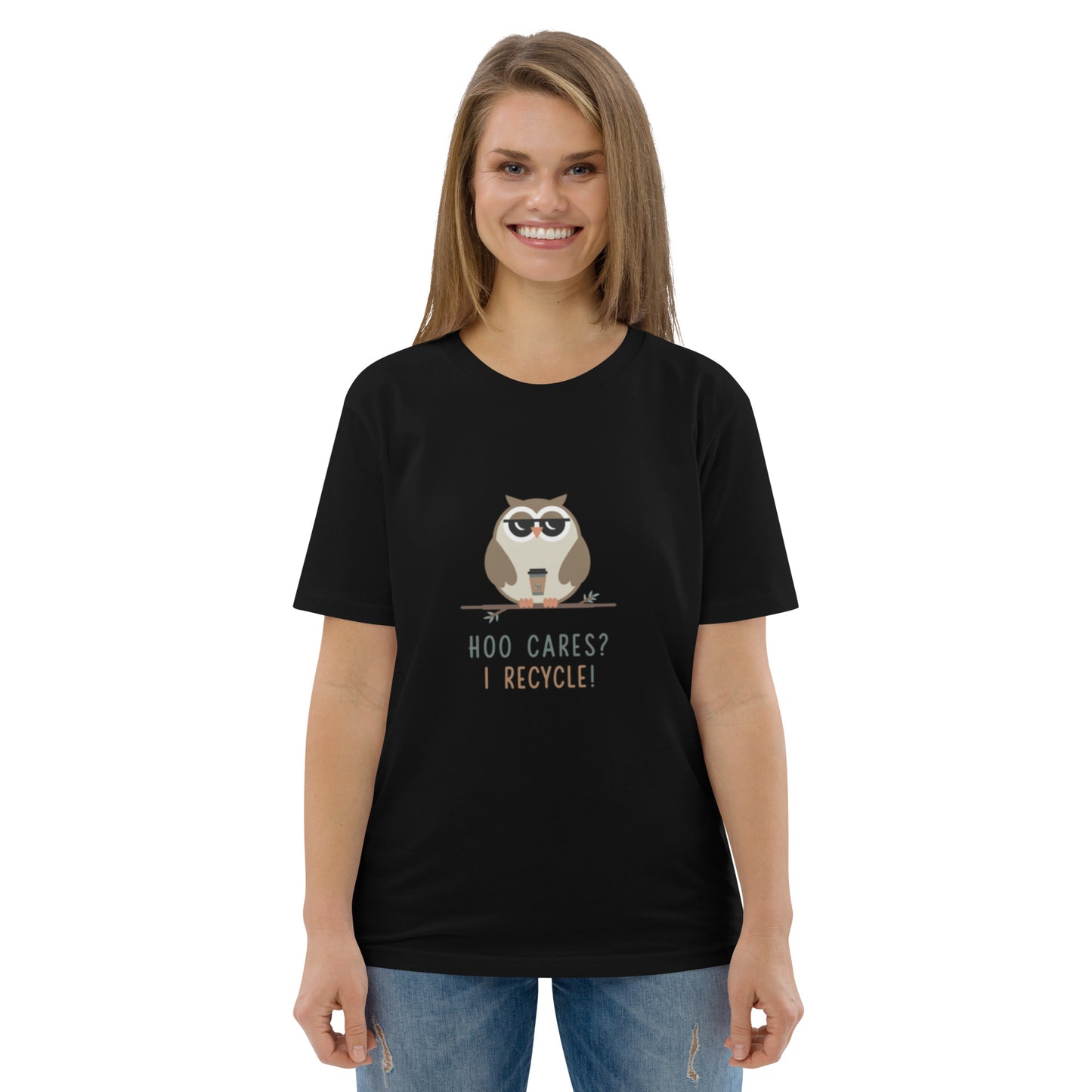 Unisex Organic Cotton T-Shirt | Owl Themed Eco-Friendly & Comfortable Black Dudeily