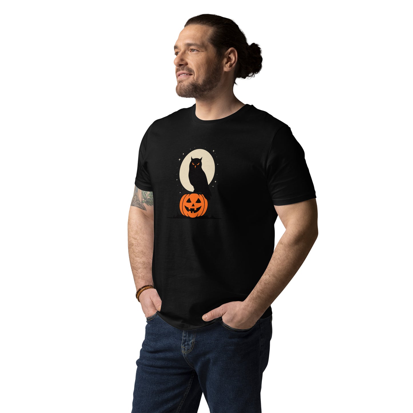 Unisex Organic Cotton T-Shirt: Halloween Owl Sustainable Style USA Dudeily