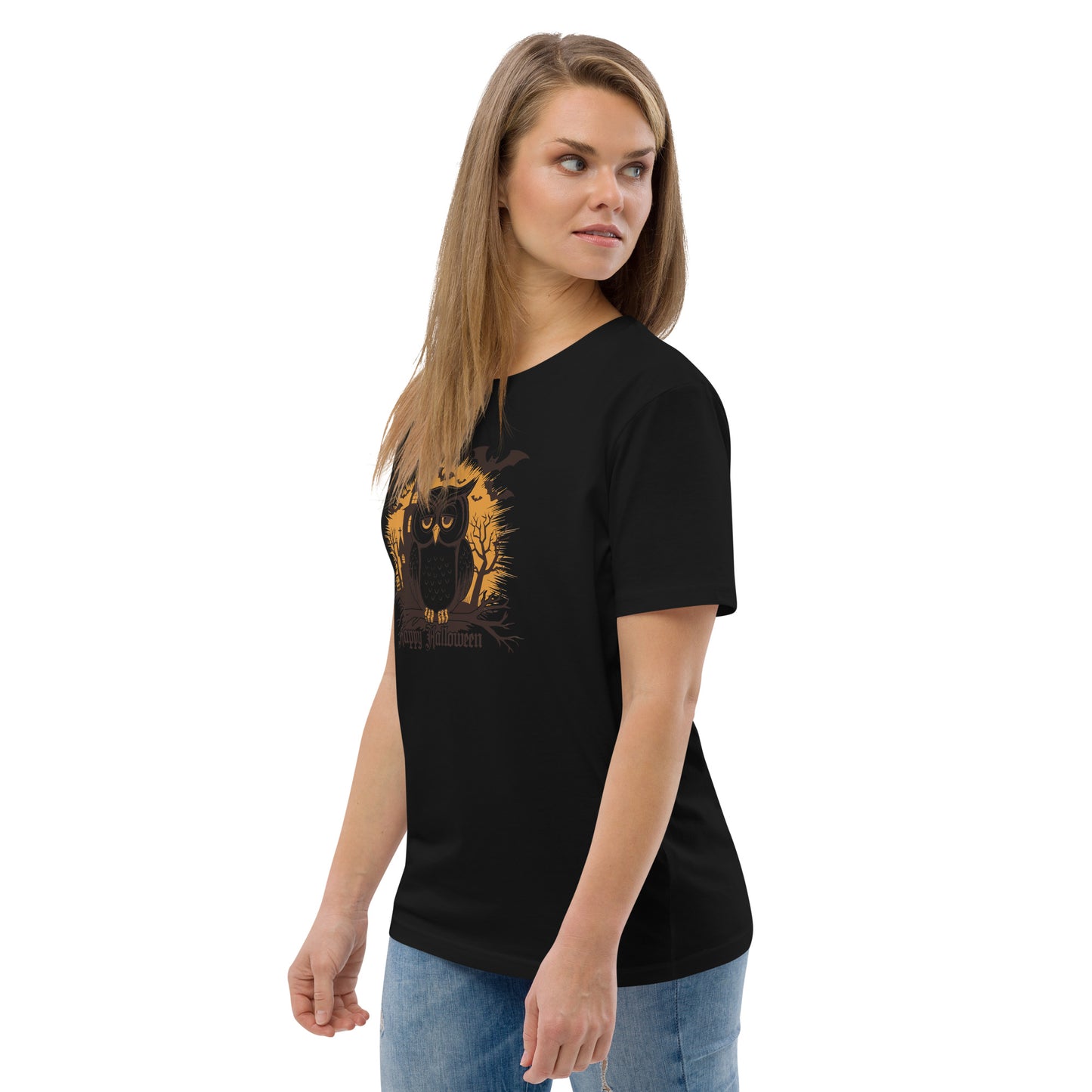 Unisex Organic Cotton T-Shirt: Halloween Owl Eco-Friendly Style USA Dudeily