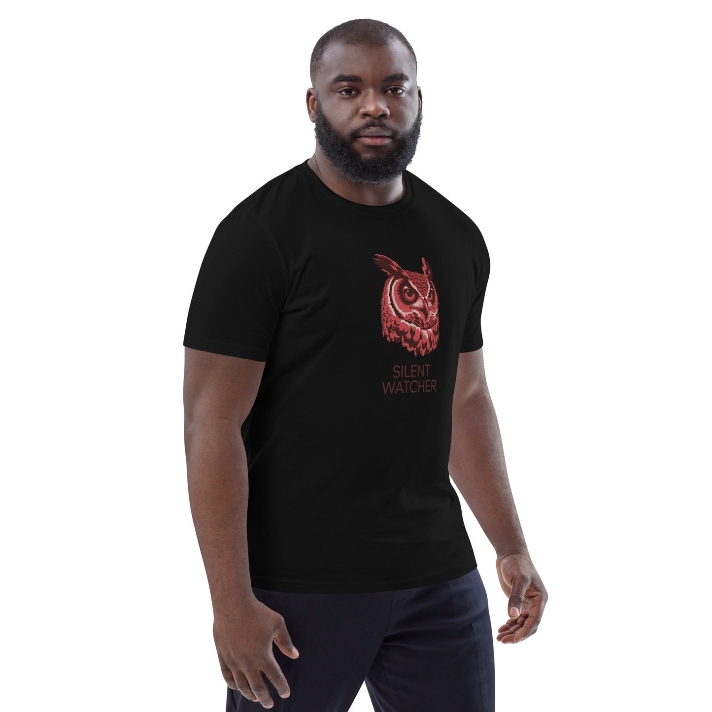 Unisex Organic Cotton T-Shirt: 'Silent Watcher' | Sustainable Owl Fashion USA Dudeily
