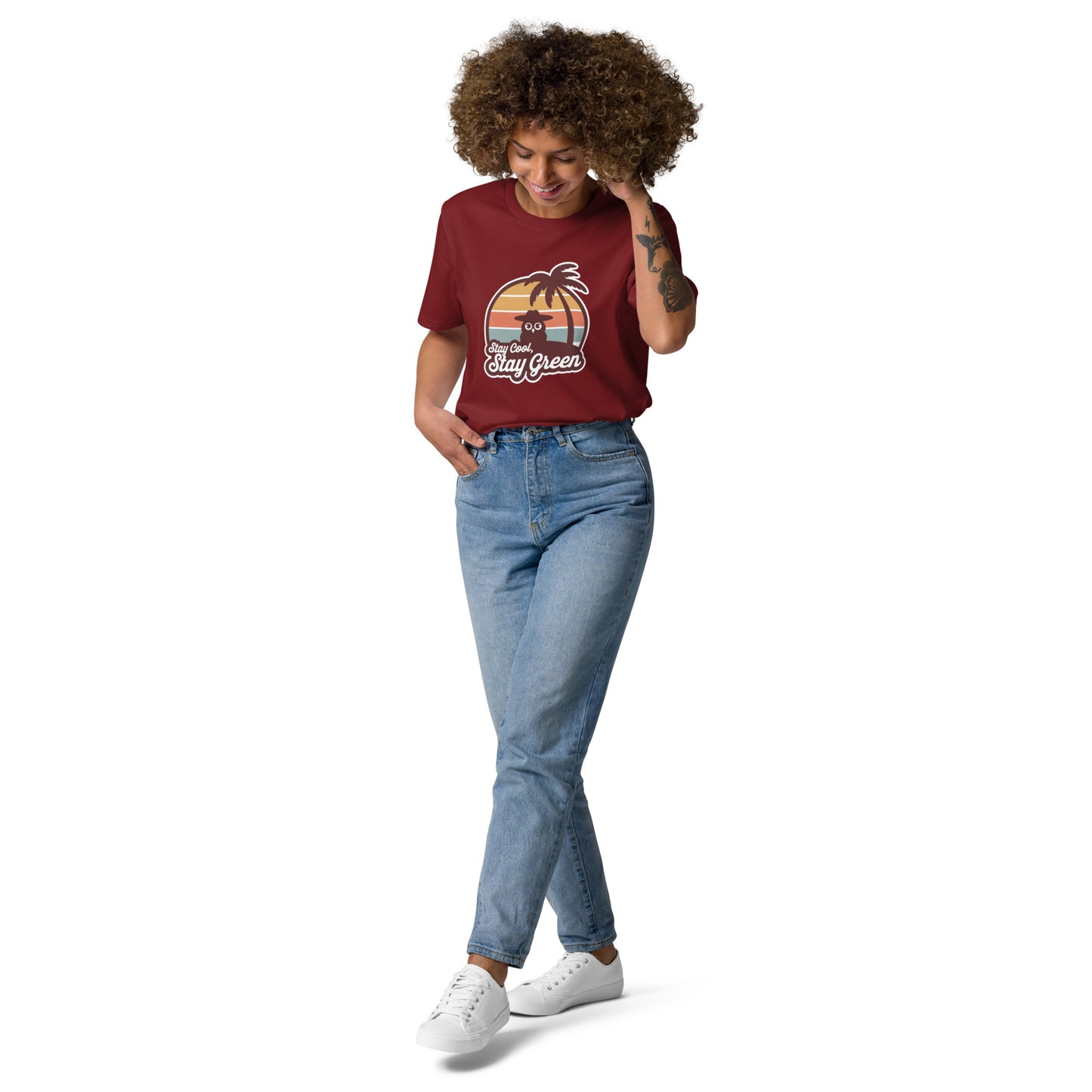 Unisex Organic Cotton T-Shirt – Sustainable & Comfortable for Owl Lover Burgundy Dudeily