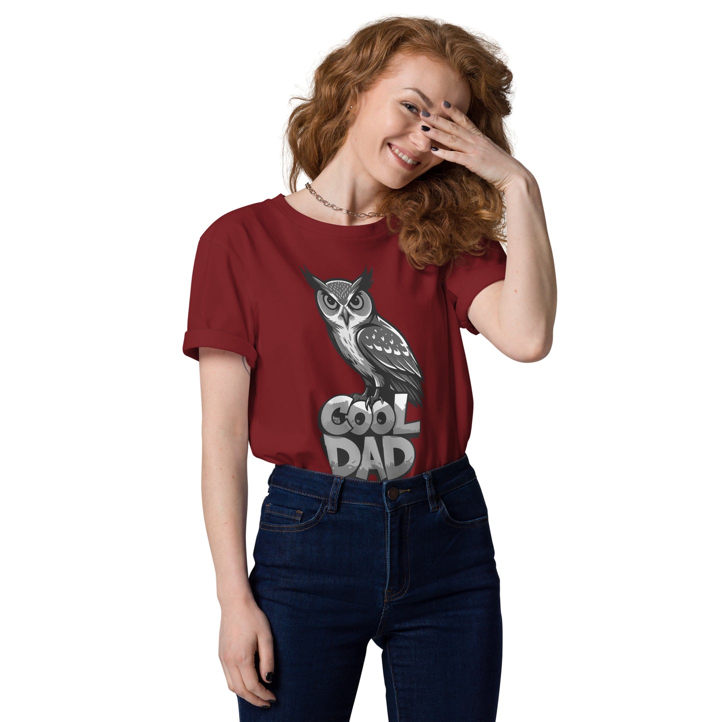 Unisex Organic Cotton T-Shirt – Sustainable Fashion for Nature & Owl Lovers | Dudeily Burgundy Dudeily