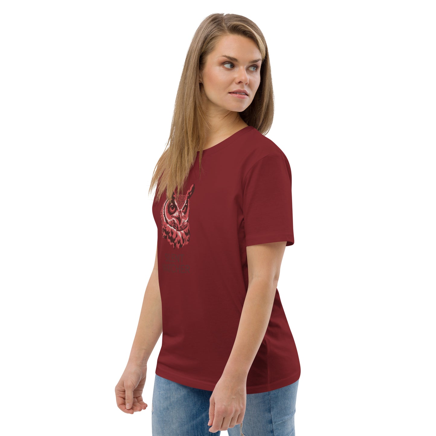 Unisex Organic Cotton T-Shirt: 'Silent Watcher' | Sustainable Owl Fashion USA Dudeily