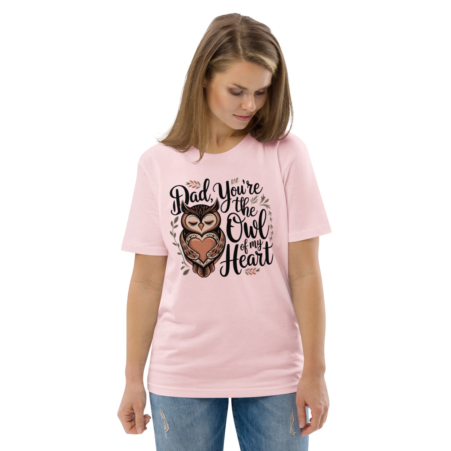Unisex Organic Cotton T-Shirt – Owl-Themed Eco-Friendly Style by Dudeily Cotton Pink Dudeily