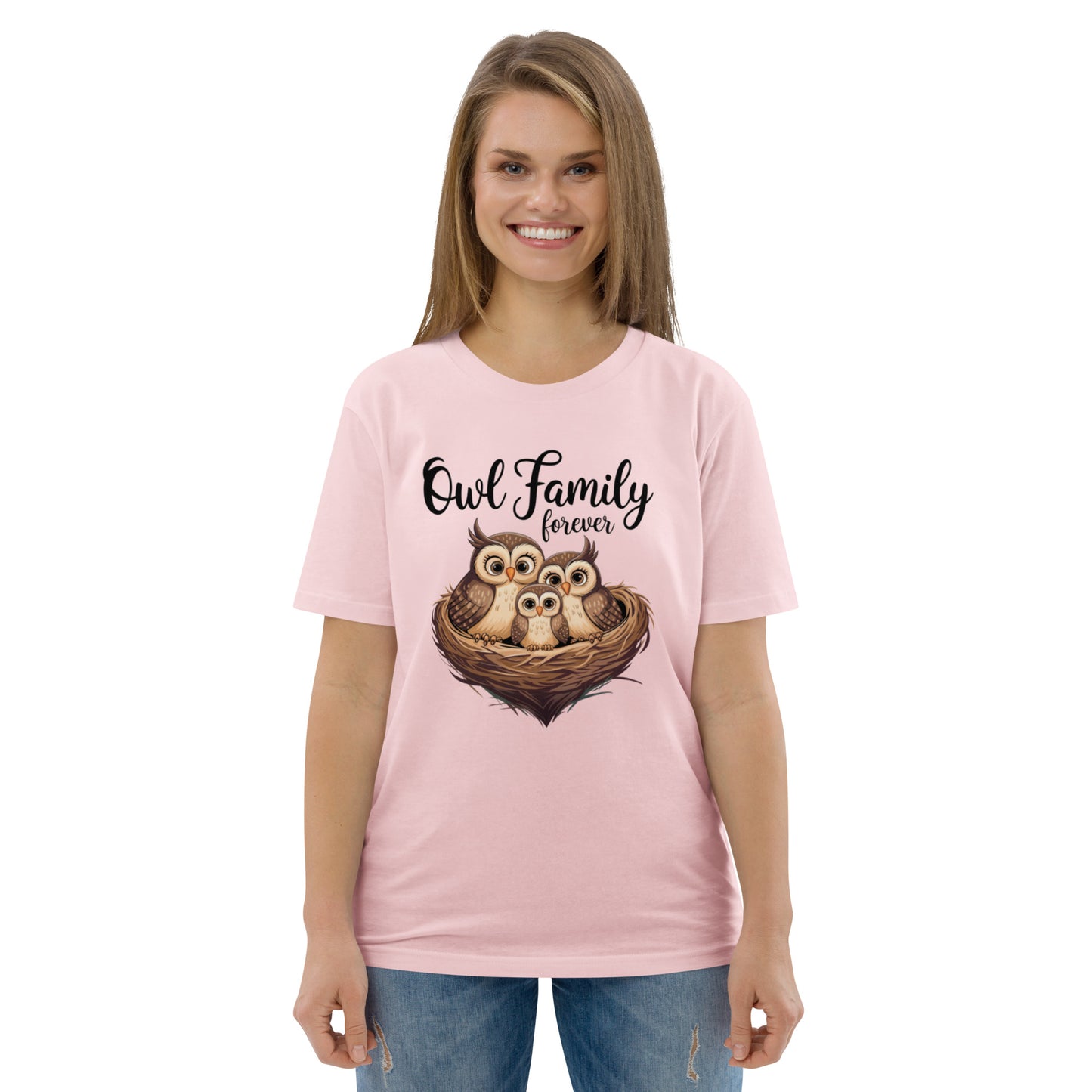 Unisex Organic Cotton T-Shirt |Owl-Themed Eco-Friendly, Stylish Cotton Pink Dudeily