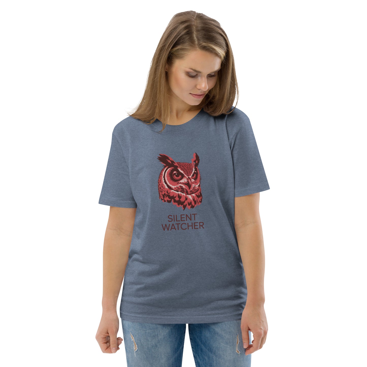 Unisex Organic Cotton T-Shirt: 'Silent Watcher' | Sustainable Owl Fashion USA Dudeily