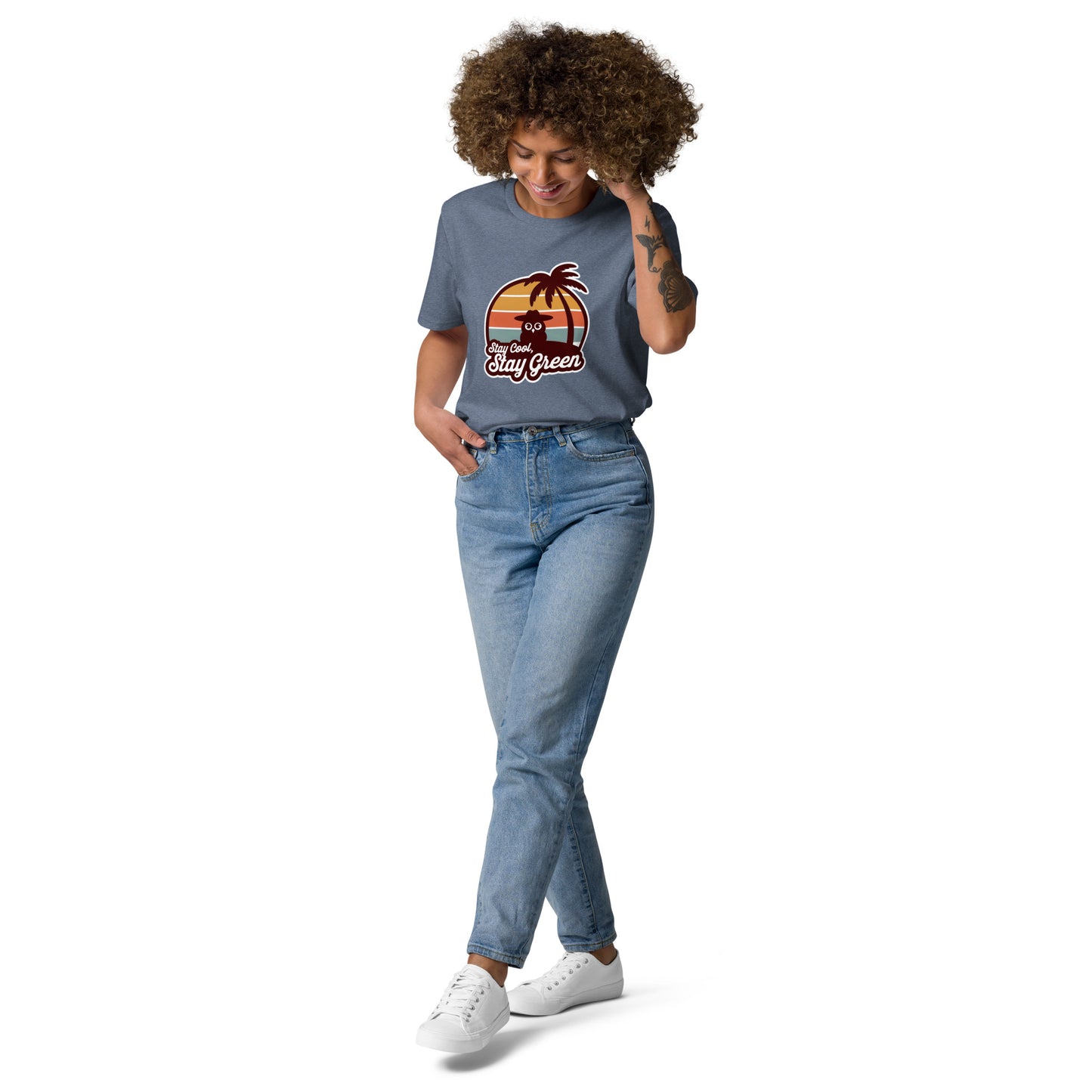 Unisex Organic Cotton T-Shirt – Sustainable & Comfortable for Owl Lover Dark Heather Blue Dudeily