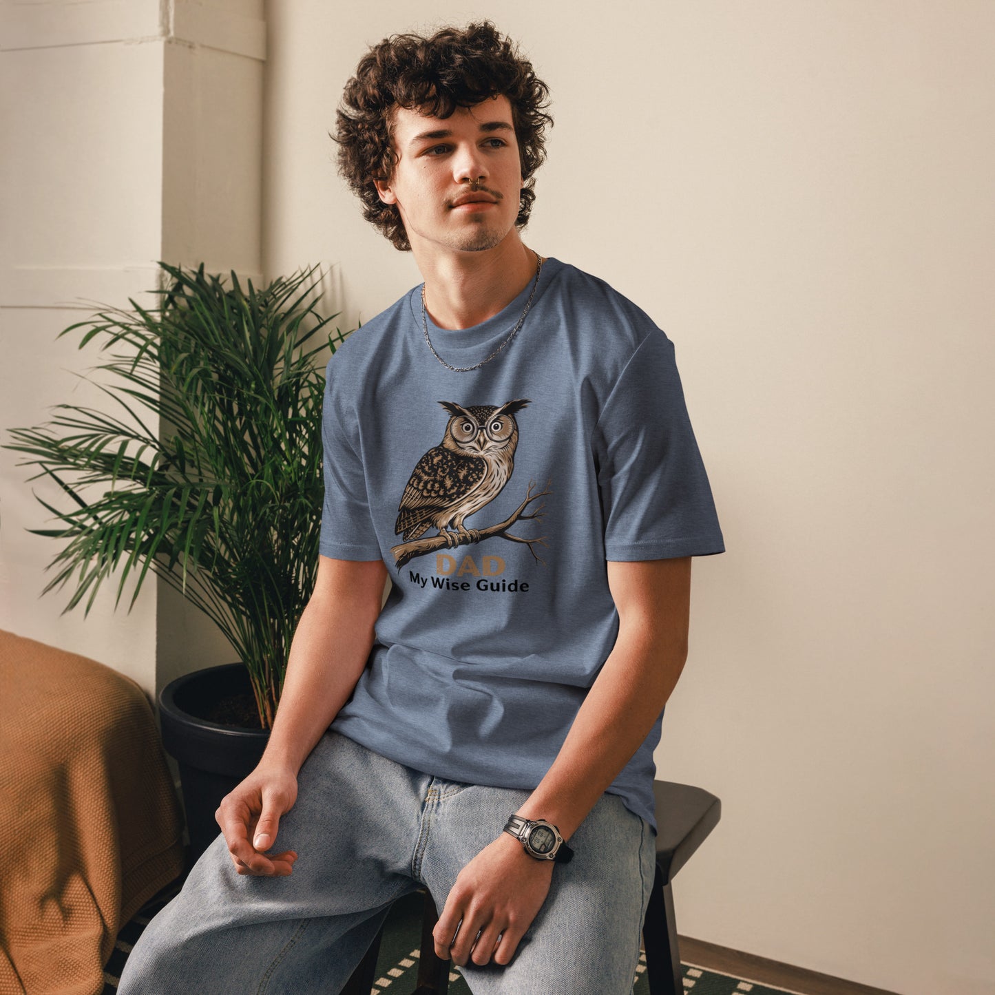 Unisex Organic Cotton T-Shirt – Owl Themed Sustainable Fashion for Father's Day by Dudeily Dudeily