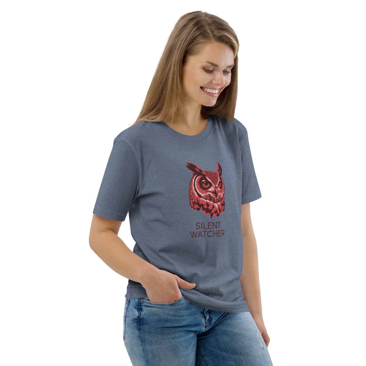 Unisex Organic Cotton T-Shirt: 'Silent Watcher' | Sustainable Owl Fashion USA Dudeily
