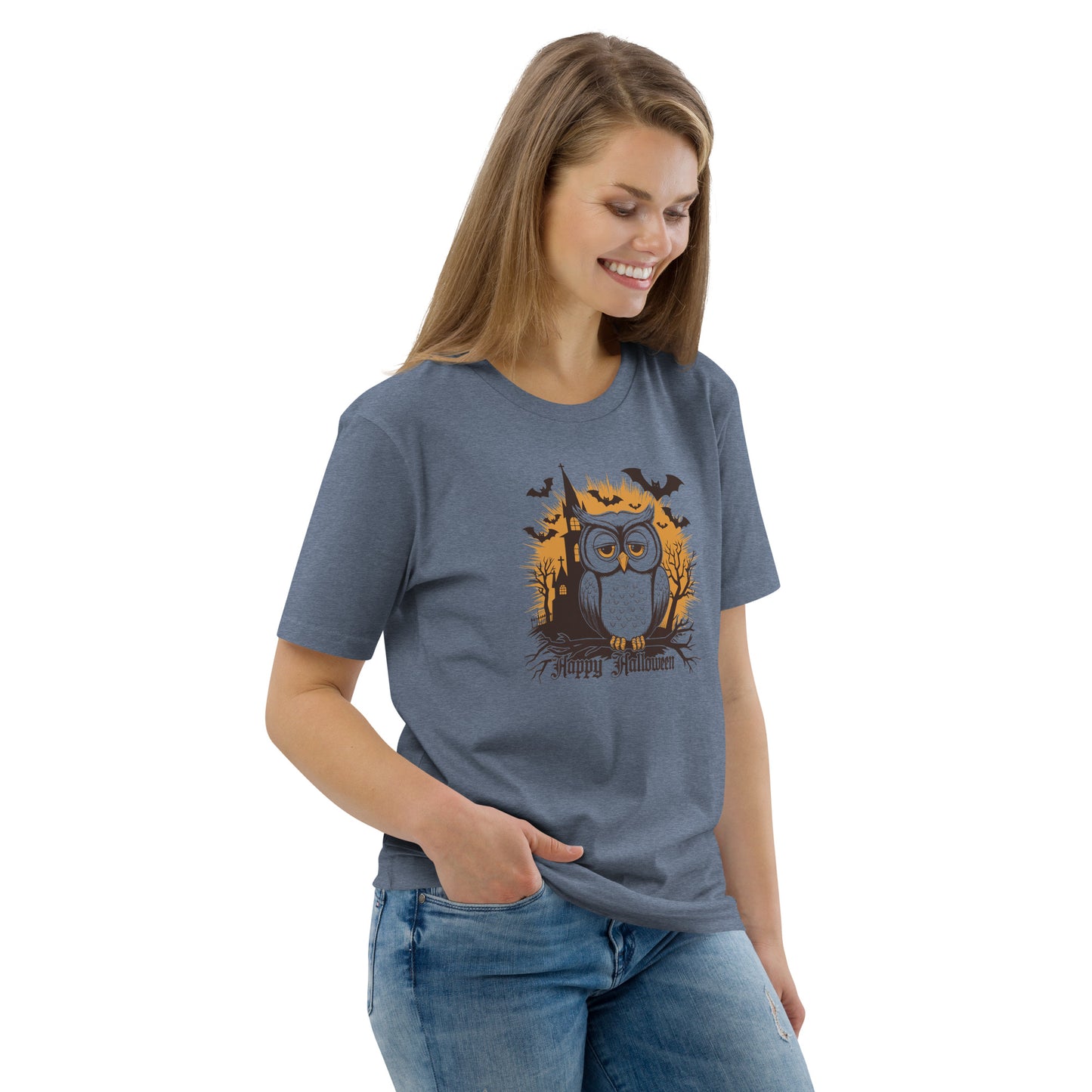 Unisex Organic Cotton T-Shirt: Halloween Owl Eco-Friendly Style USA Dudeily