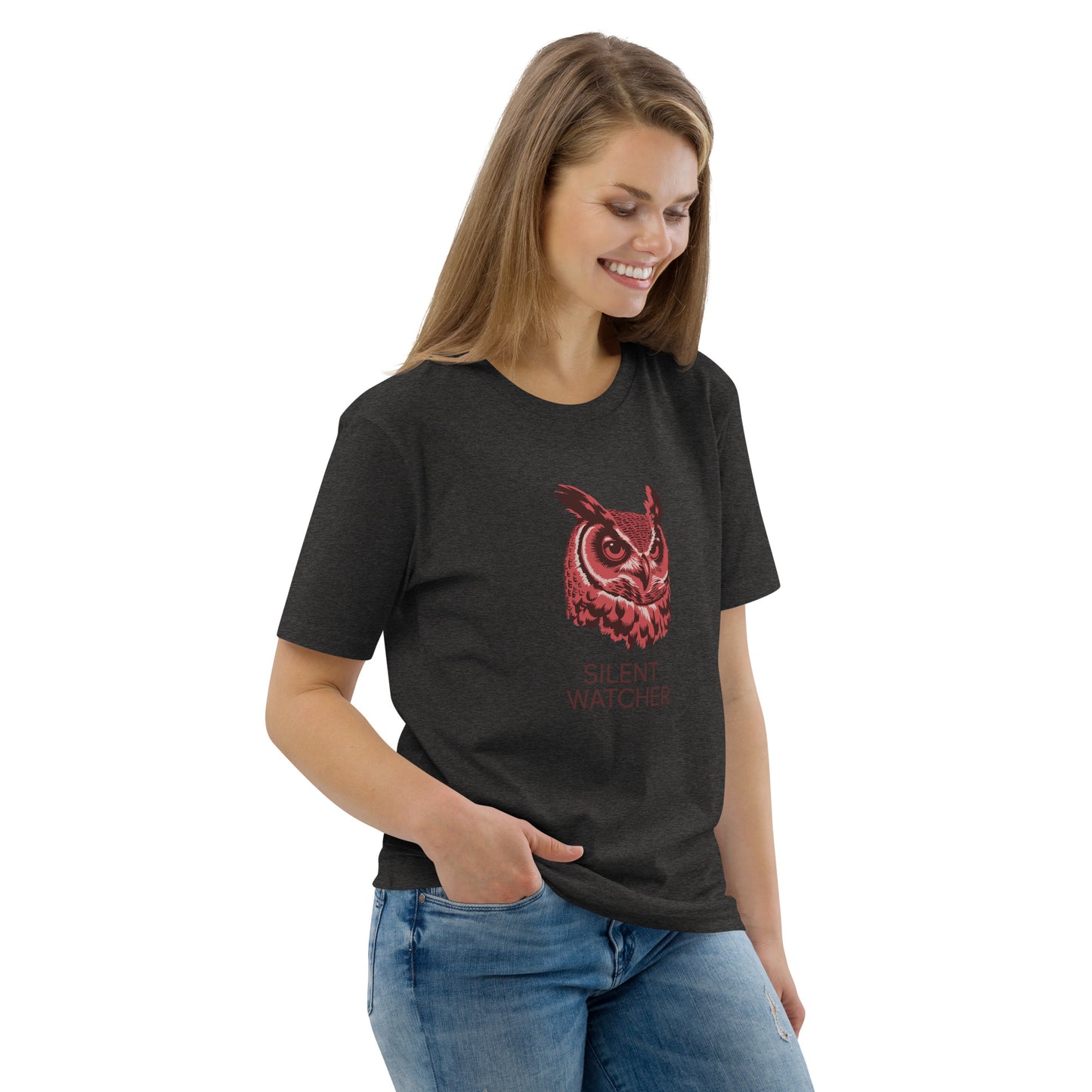 Unisex Organic Cotton T-Shirt: 'Silent Watcher' | Sustainable Owl Fashion USA Dudeily