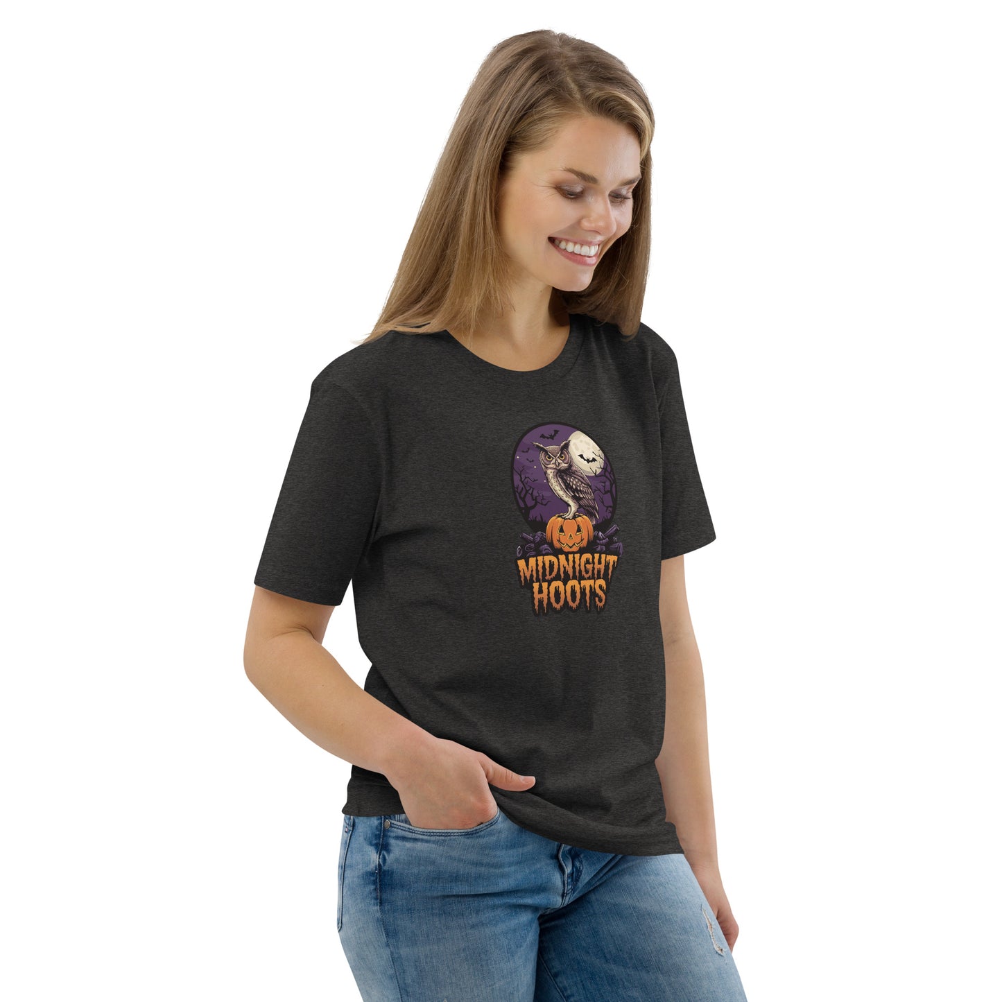 Unisex Organic Cotton T-Shirt: Halloween Owl Eco Fashion USA Dudeily