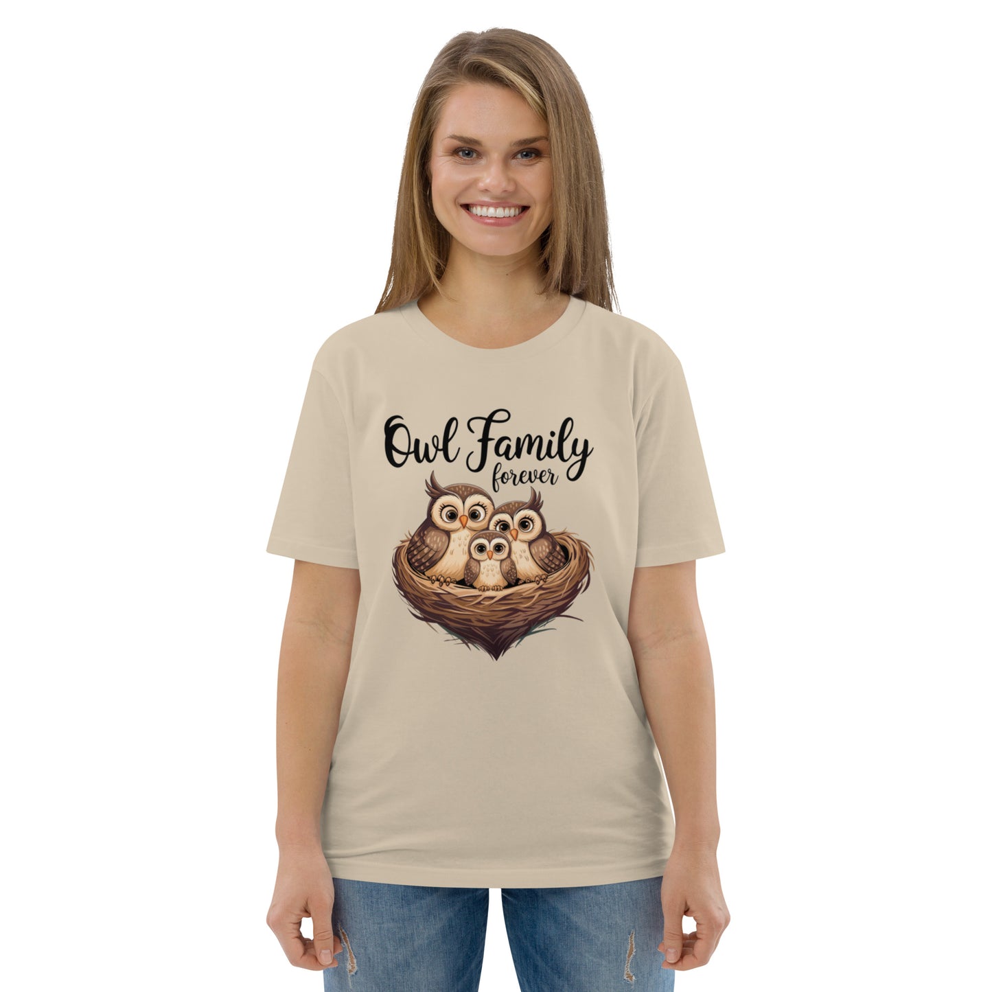 Owl-Themed Unisex Organic Cotton T-Shirt | Eco-Friendly Style Desert Dust Dudeily