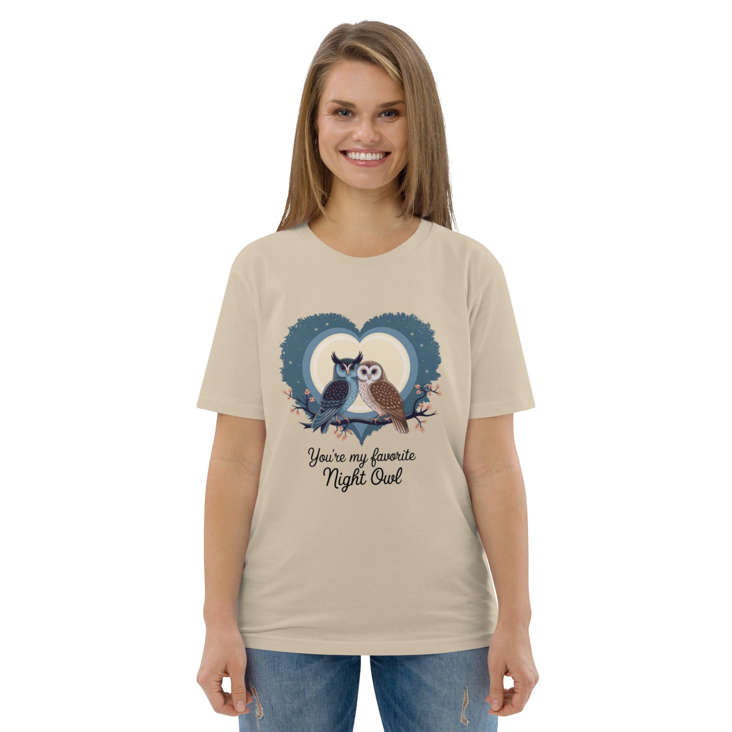 Owl-Themed Unisex Organic Cotton T-Shirt | Eco-Friendly Fashion Desert Dust Dudeily