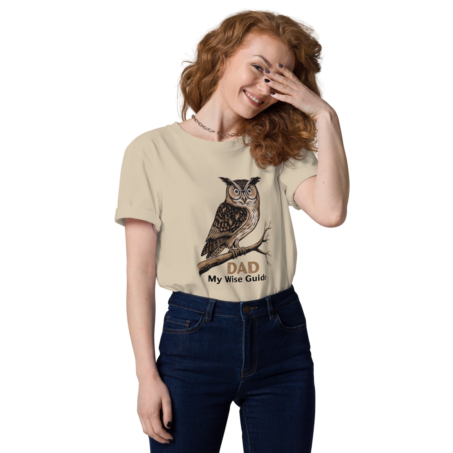 Unisex Organic Cotton T-Shirt – Owl Themed Sustainable Fashion for Father's Day by Dudeily Desert Dust Dudeily