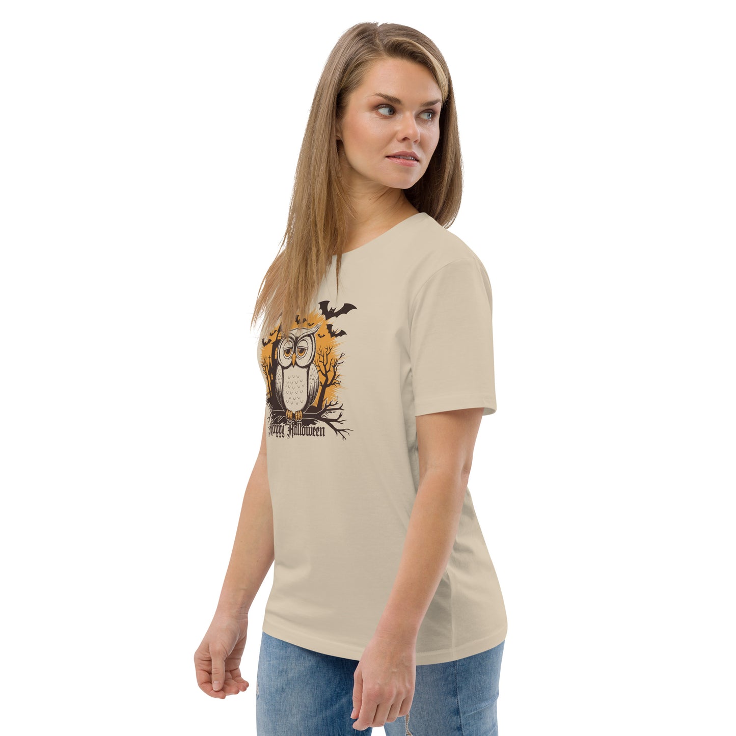 Unisex Organic Cotton T-Shirt: Halloween Owl Eco-Friendly Style USA Dudeily
