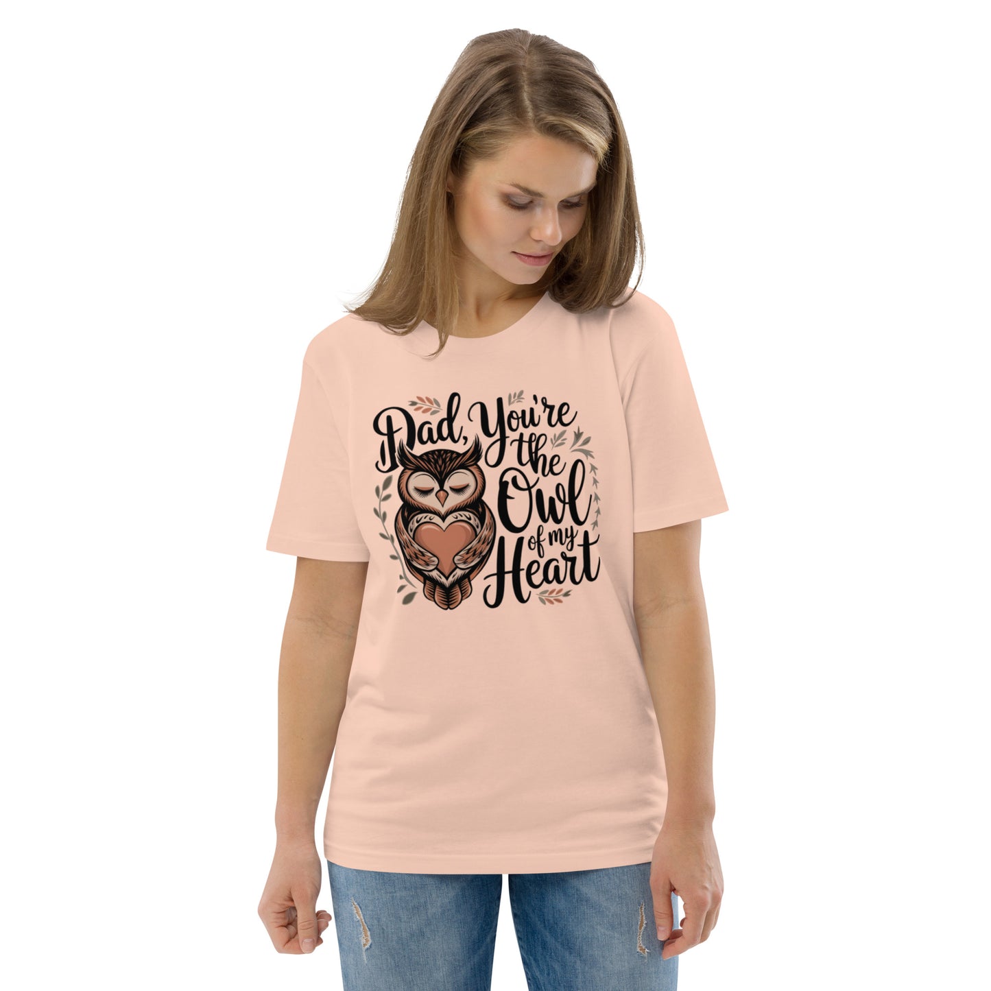 Unisex Organic Cotton T-Shirt – Owl-Themed Eco-Friendly Style by Dudeily Fraiche Peche Dudeily