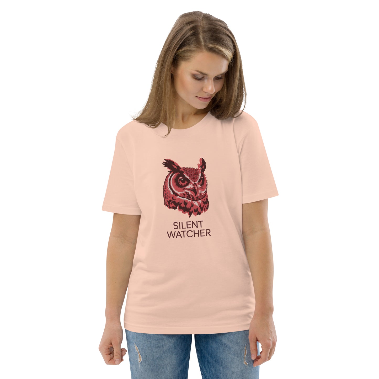 Unisex Organic Cotton T-Shirt: 'Silent Watcher' | Sustainable Owl Fashion USA Dudeily