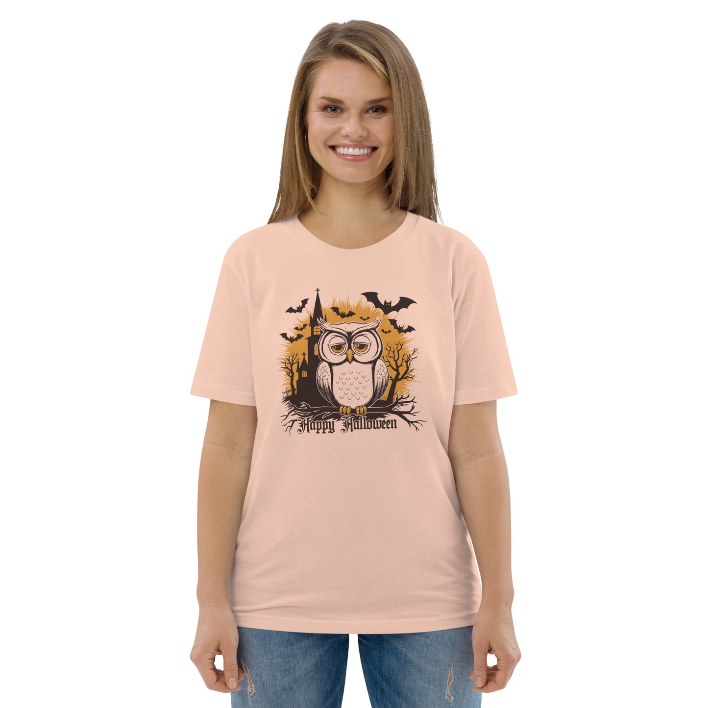 Unisex Organic Cotton T-Shirt: Halloween Owl Eco-Friendly Style USA Dudeily