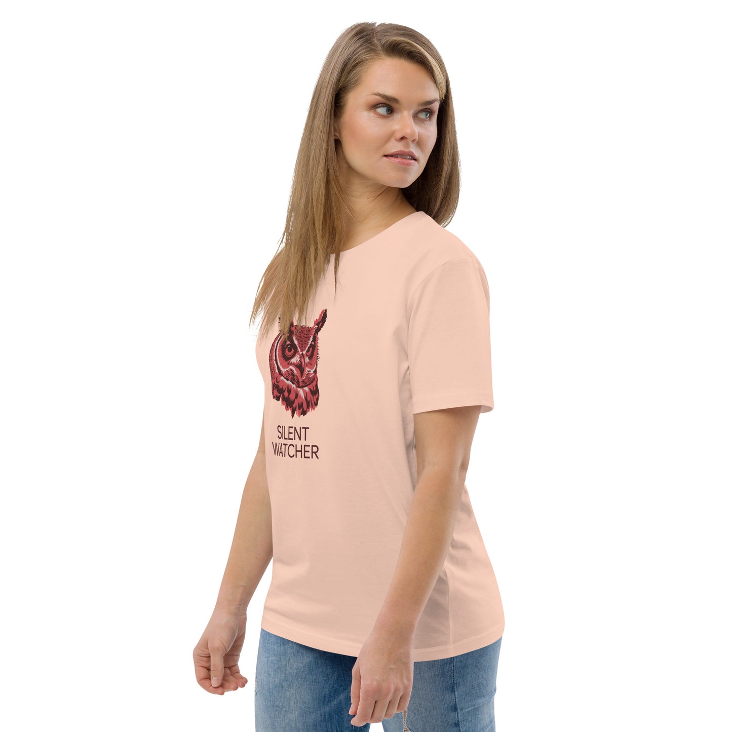 Unisex Organic Cotton T-Shirt: 'Silent Watcher' | Sustainable Owl Fashion USA Dudeily