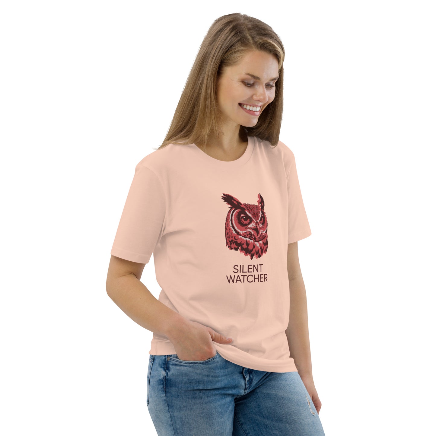 Unisex Organic Cotton T-Shirt: 'Silent Watcher' | Sustainable Owl Fashion USA Dudeily