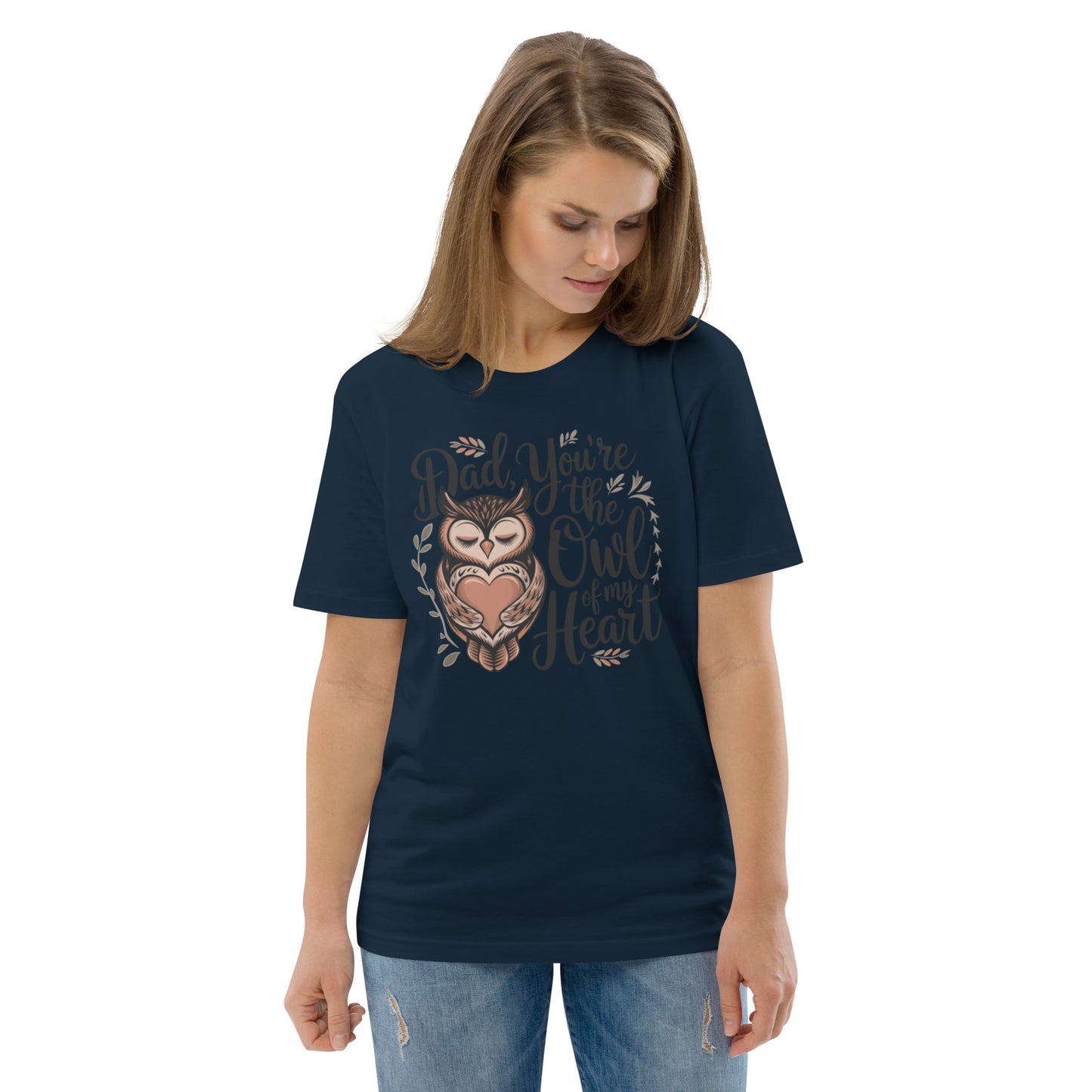 Unisex Organic Cotton T-Shirt – Owl-Themed Eco-Friendly Style by Dudeily French Navy Dudeily