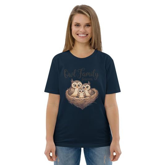 Owl-Themed Unisex Organic Cotton T-Shirt | Eco-Friendly Style French Navy Dudeily