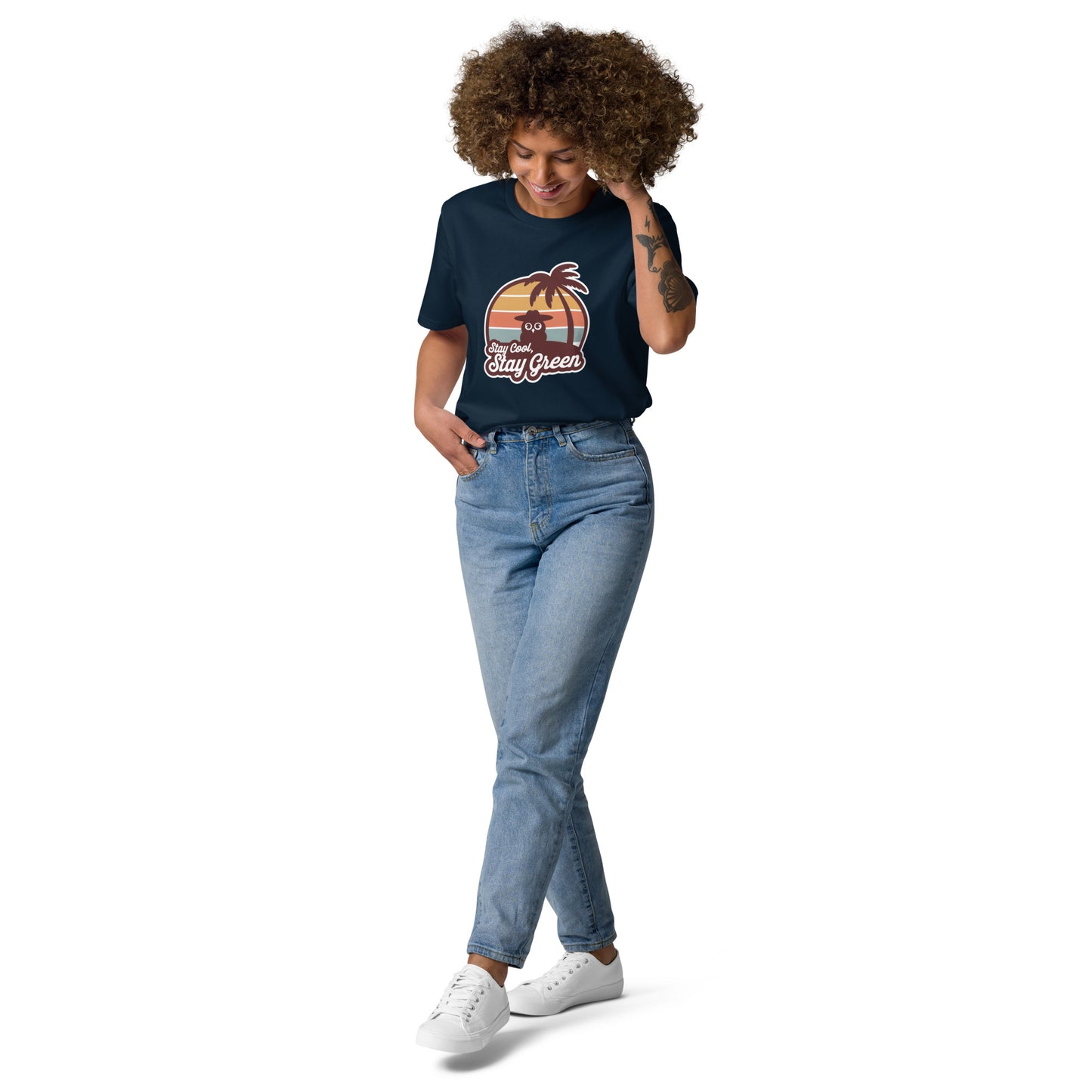 Unisex Organic Cotton T-Shirt – Sustainable & Comfortable for Owl Lover French Navy Dudeily