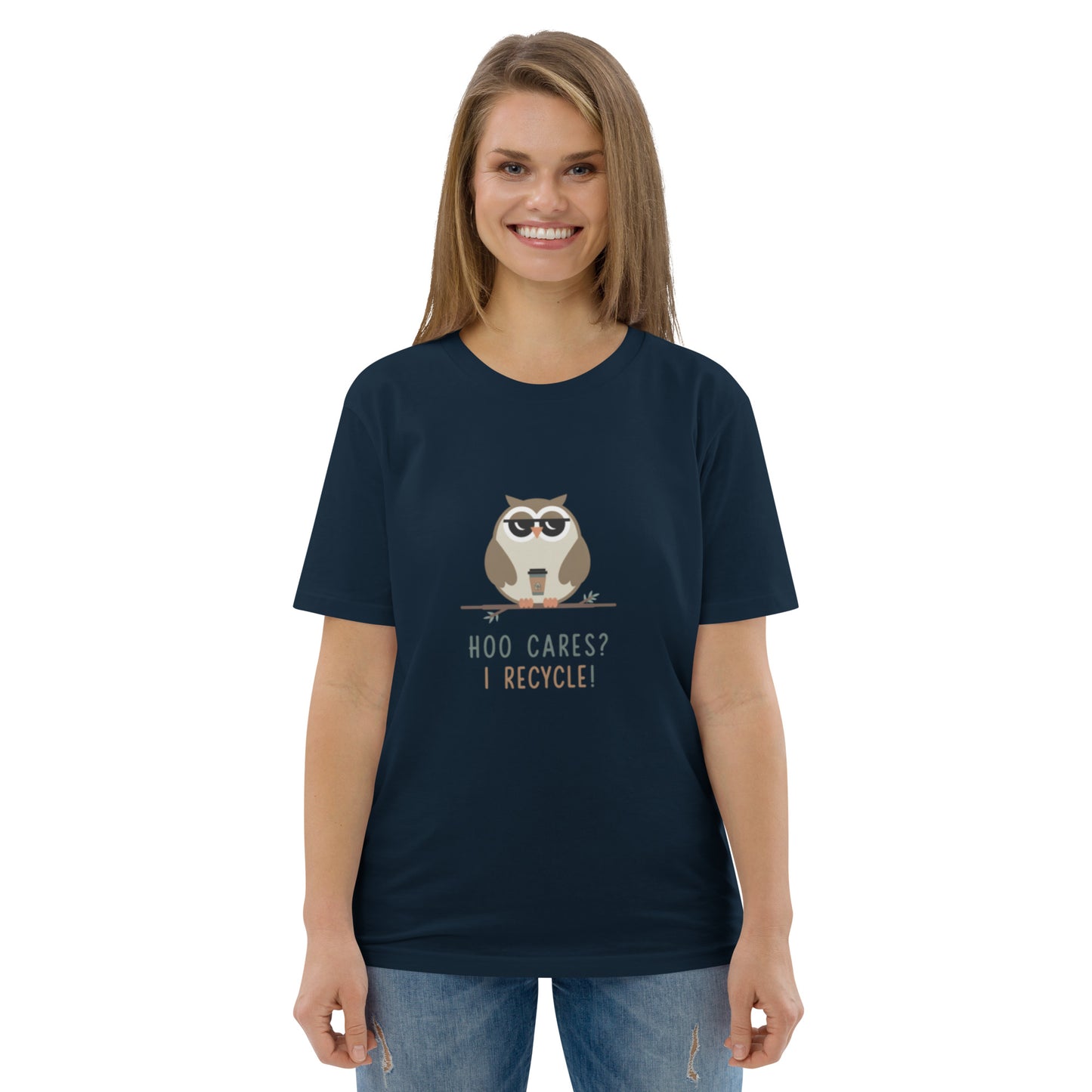 Unisex Organic Cotton T-Shirt | Owl Themed Eco-Friendly & Comfortable French Navy Dudeily