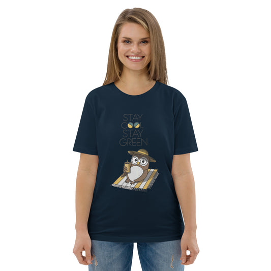 Unisex Organic Cotton T-Shirt | Owl Themed Eco-Friendly & Stylish French Navy Dudeily