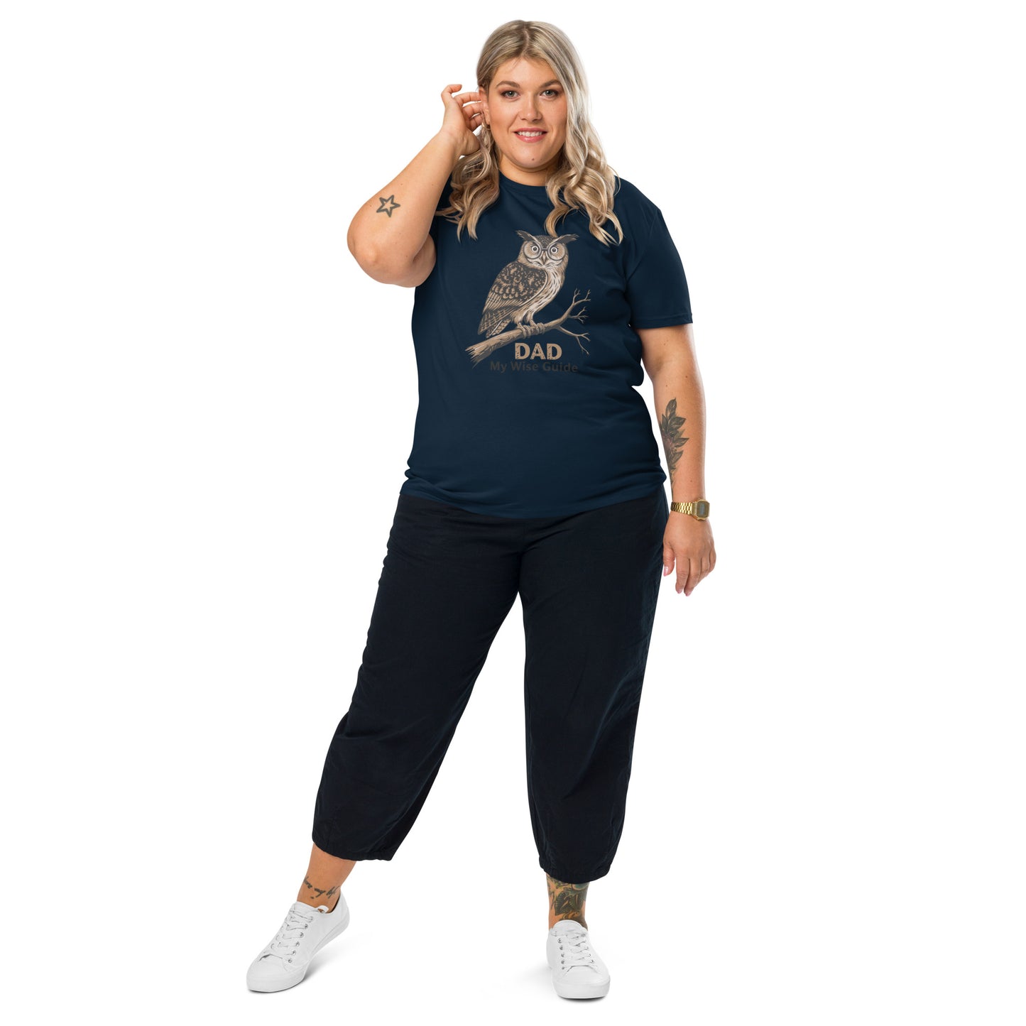 Unisex Organic Cotton T-Shirt – Owl Themed Sustainable Fashion for Father's Day by Dudeily Dudeily