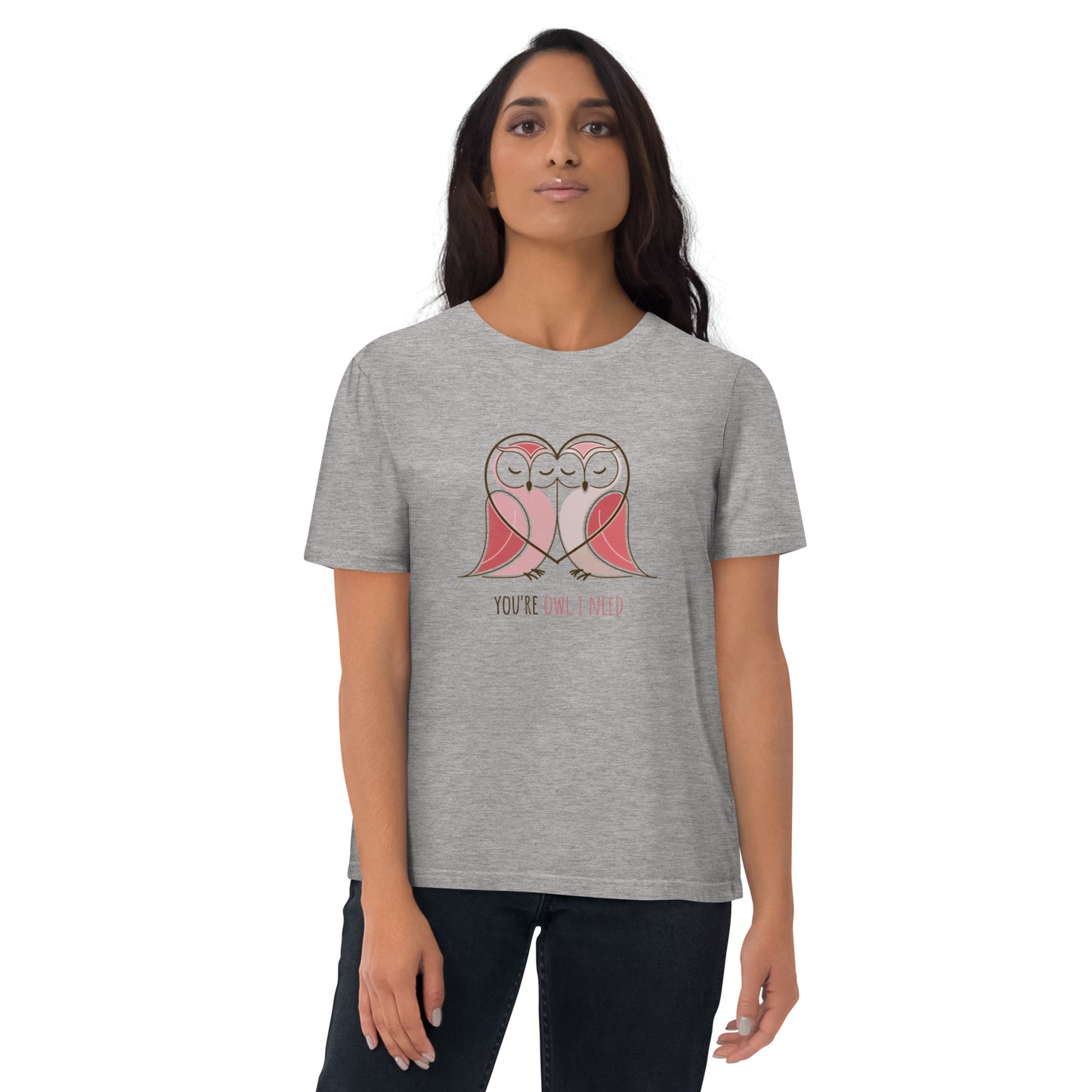 Owl-Themed Unisex Organic Cotton T-Shirt | Sustainable & Cozy Heather Grey Dudeily