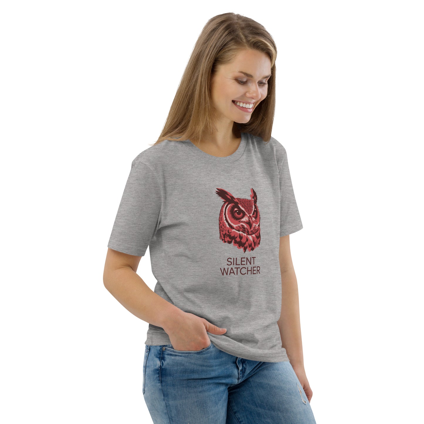 Unisex Organic Cotton T-Shirt: 'Silent Watcher' | Sustainable Owl Fashion USA Dudeily
