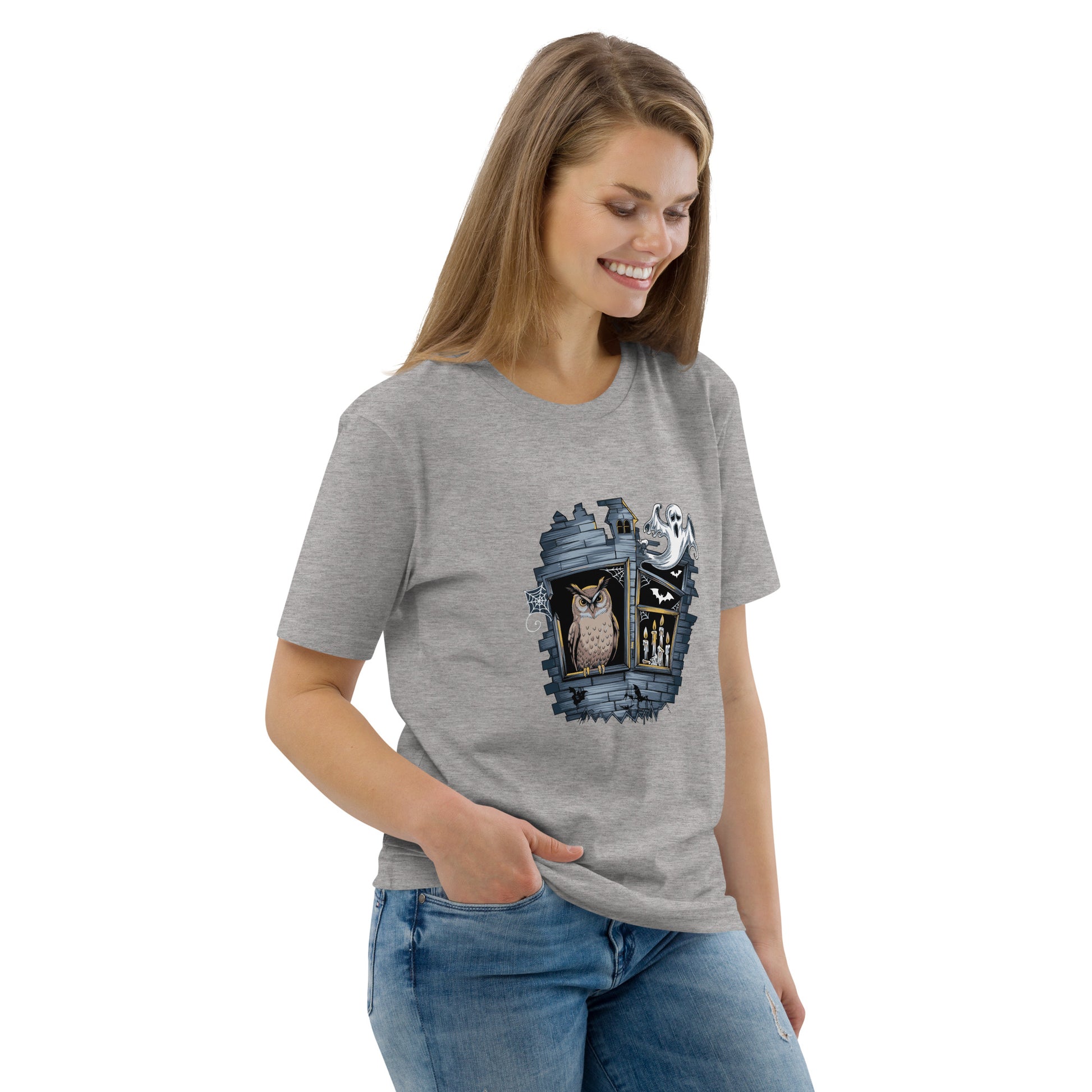 Unisex Organic Cotton T-Shirt: Halloween Owl Eco-Friendly Style USA Dudeily