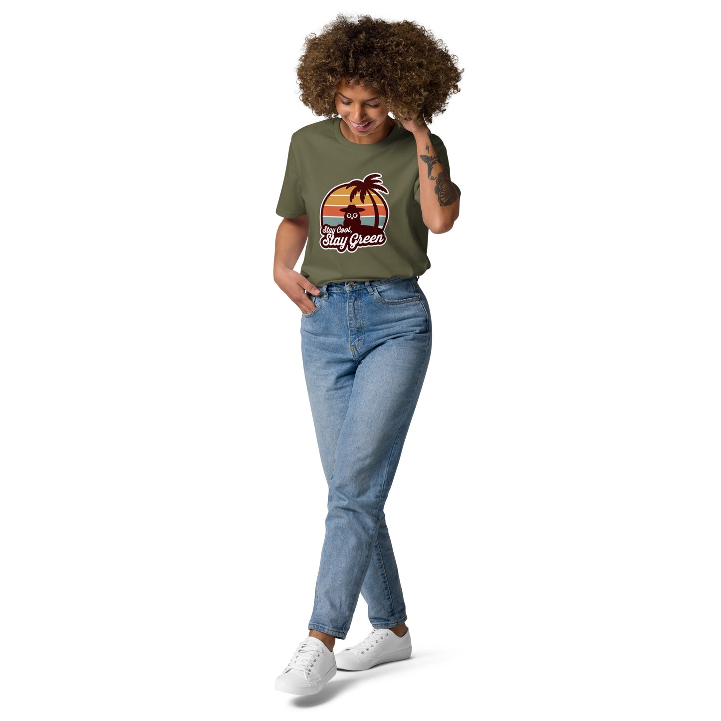 Unisex Organic Cotton T-Shirt – Sustainable & Comfortable for Owl Lover Khaki Dudeily