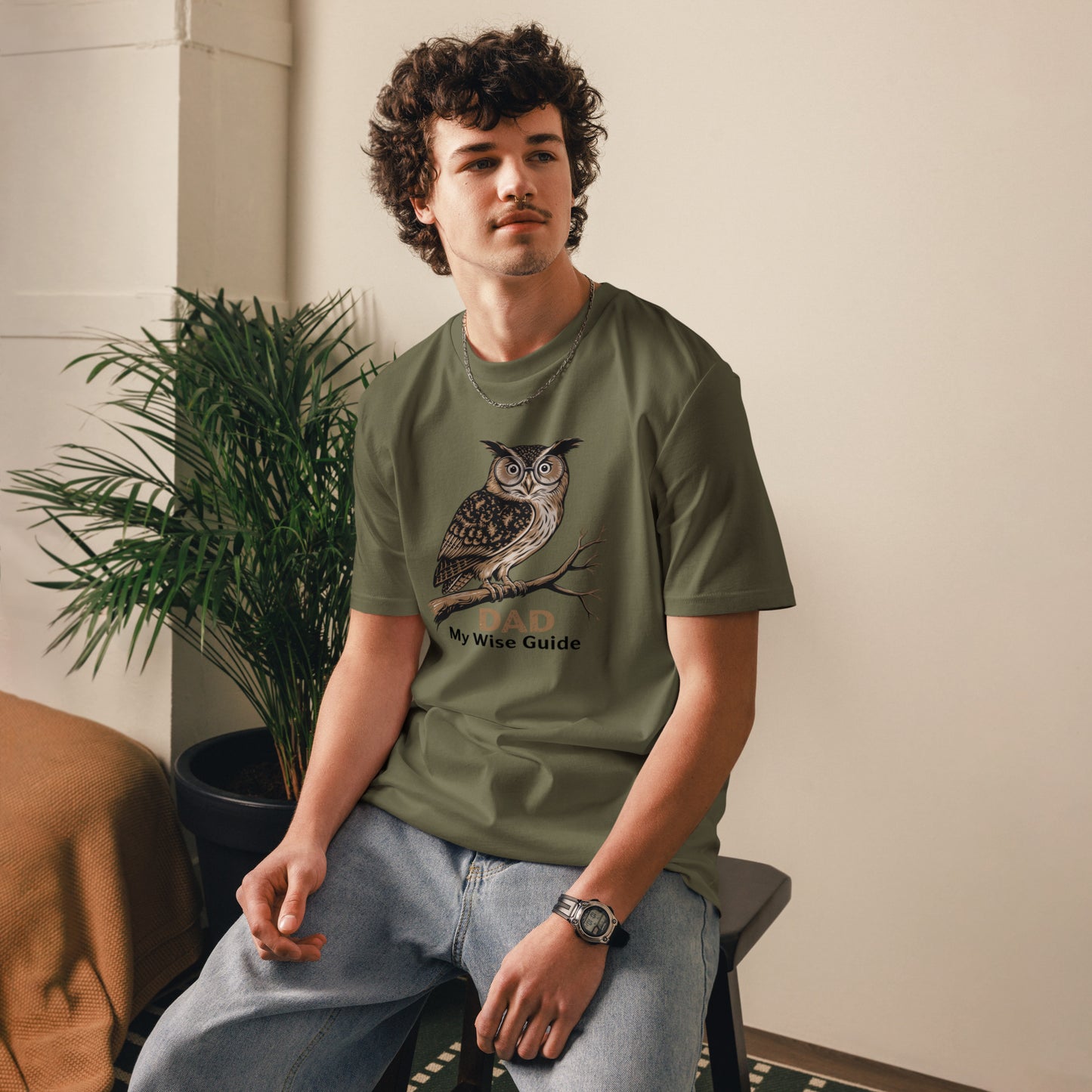 Unisex Organic Cotton T-Shirt – Owl Themed Sustainable Fashion for Father's Day by Dudeily Dudeily