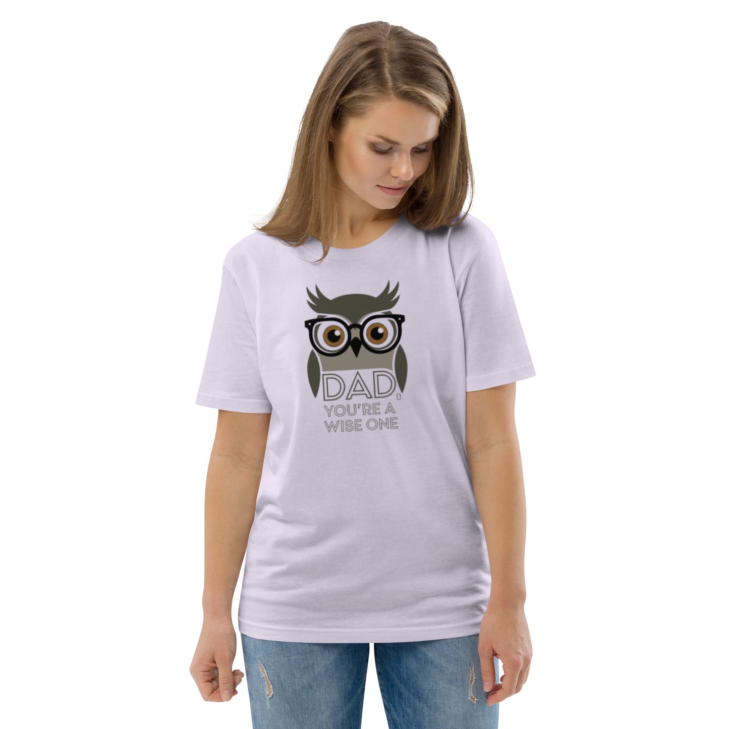 Unisex Organic Cotton T-Shirt – Owl-Themed Eco-Friendly Style for Father's Day Gifts by Dudeily Lavender Dudeily
