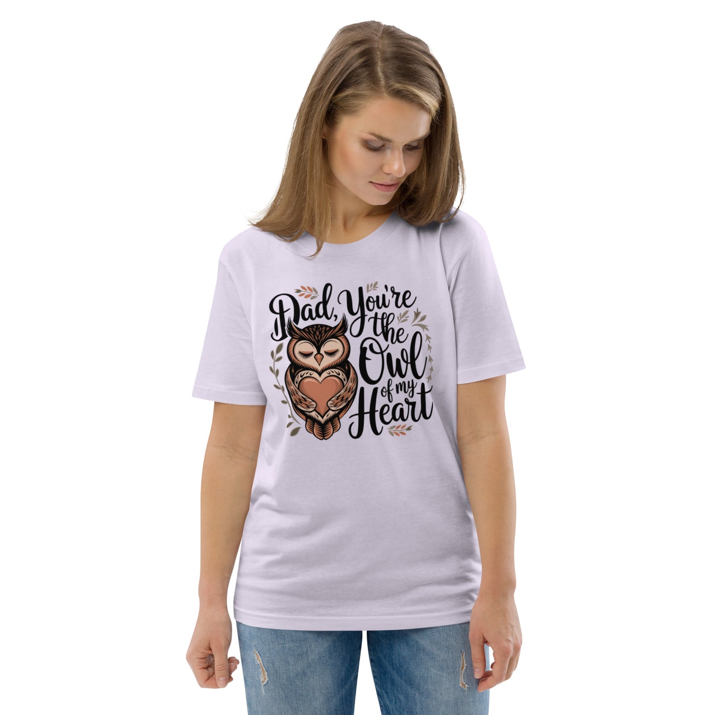 Unisex Organic Cotton T-Shirt – Owl-Themed Eco-Friendly Style by Dudeily Lavender Dudeily