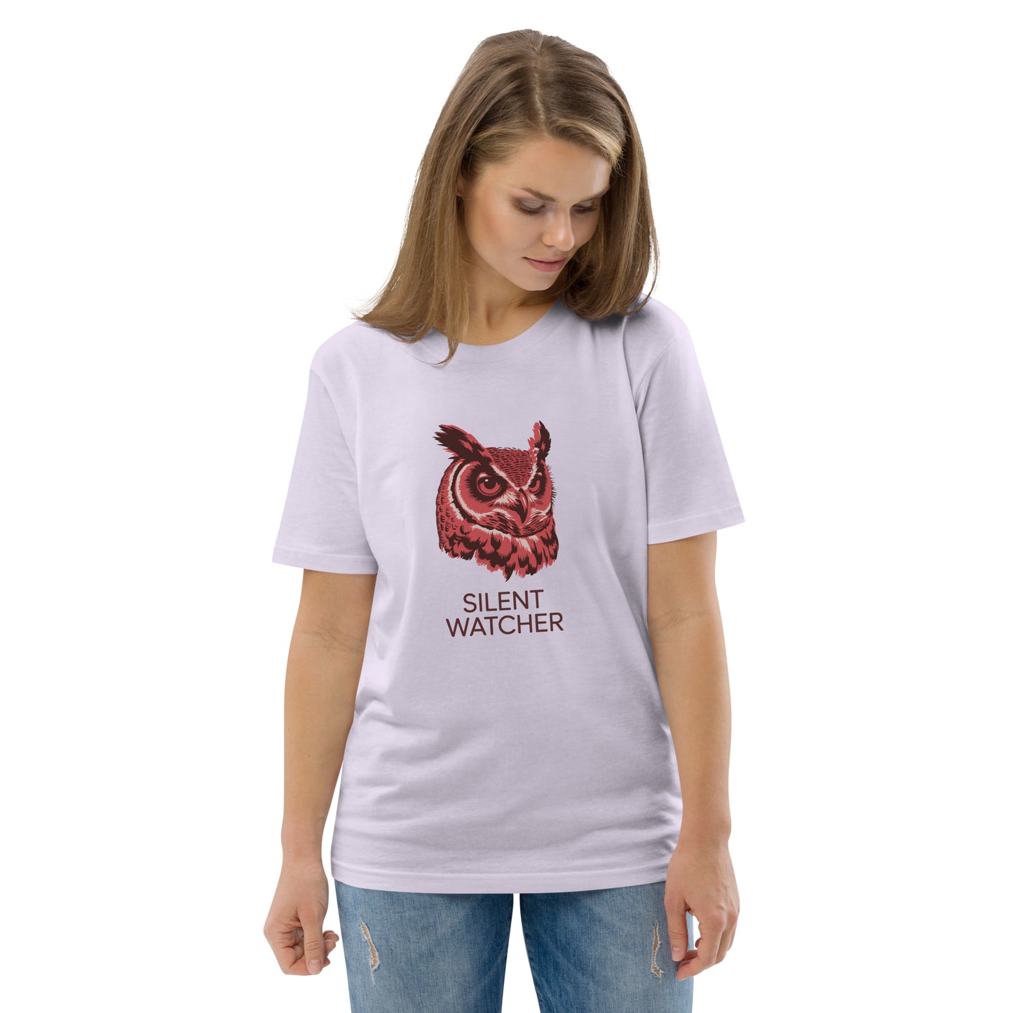 Unisex Organic Cotton T-Shirt: 'Silent Watcher' | Sustainable Owl Fashion USA Dudeily