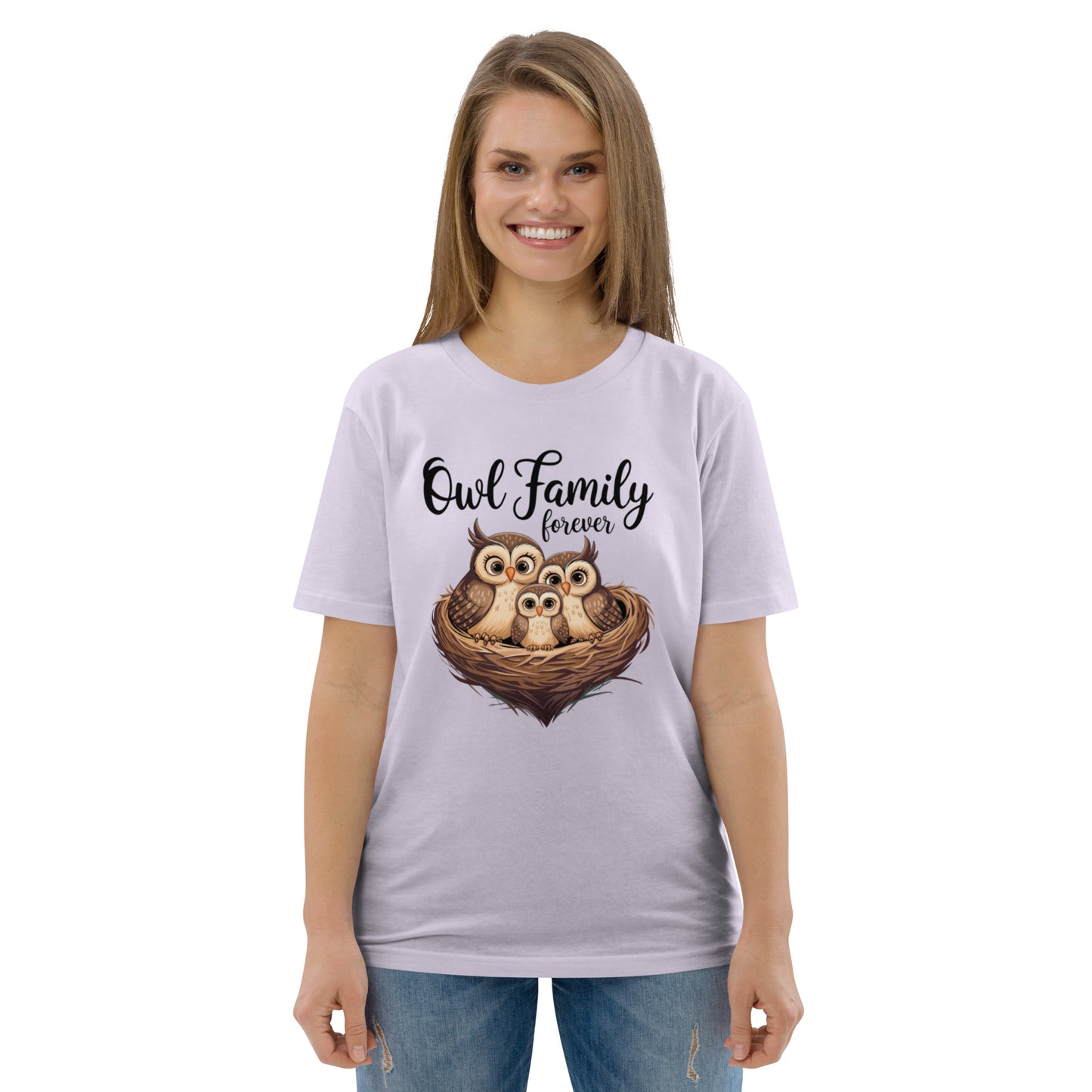 Unisex Organic Cotton T-Shirt |Owl-Themed Eco-Friendly, Stylish Lavender Dudeily