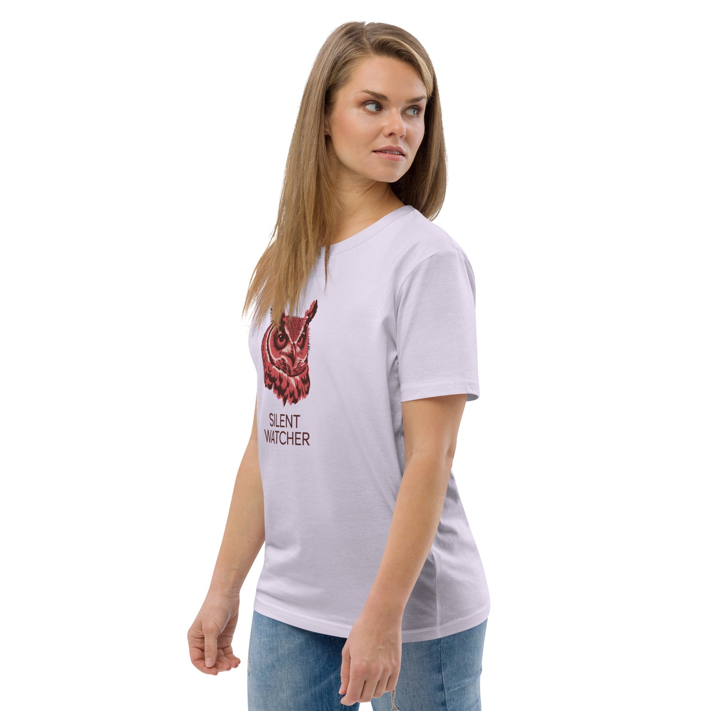 Unisex Organic Cotton T-Shirt: 'Silent Watcher' | Sustainable Owl Fashion USA Dudeily