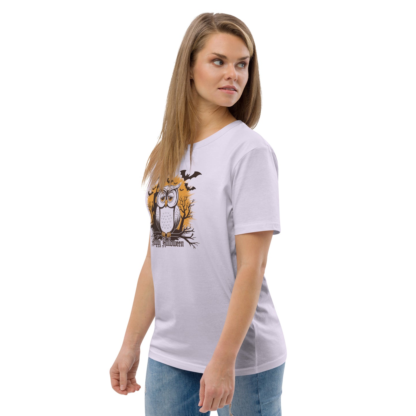 Unisex Organic Cotton T-Shirt: Halloween Owl Eco-Friendly Style USA Dudeily