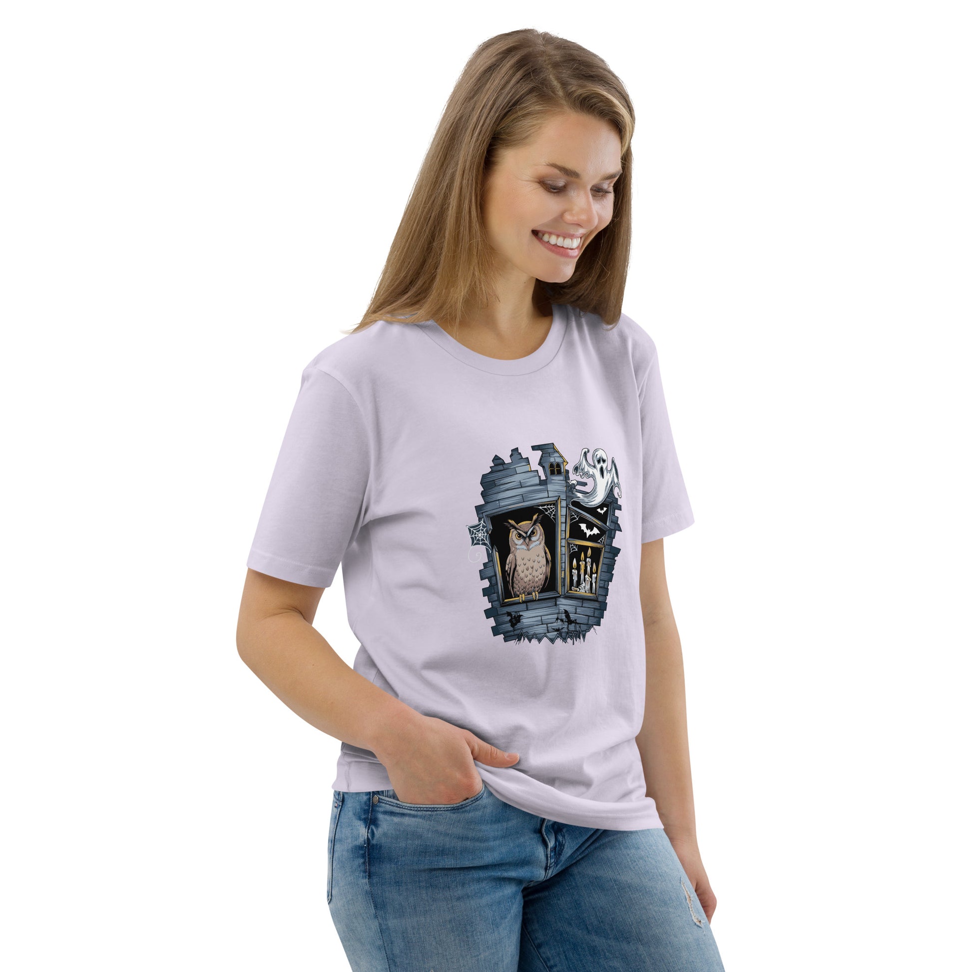 Unisex Organic Cotton T-Shirt: Halloween Owl Eco-Friendly Style USA Dudeily