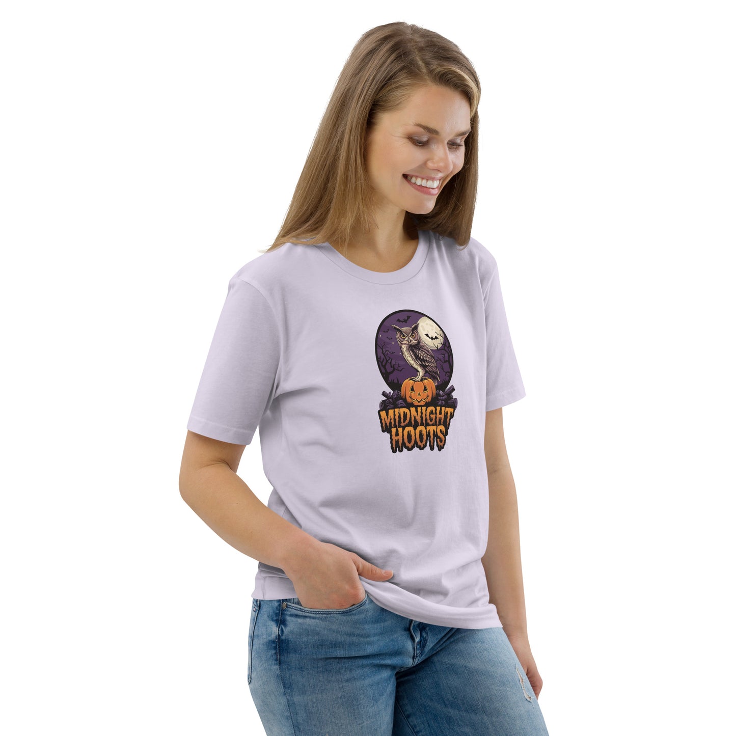 Unisex Organic Cotton T-Shirt: Halloween Owl Eco Fashion USA Dudeily