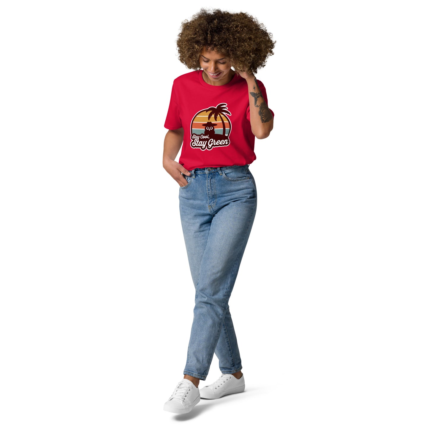 Unisex Organic Cotton T-Shirt – Sustainable & Comfortable for Owl Lover Red Dudeily