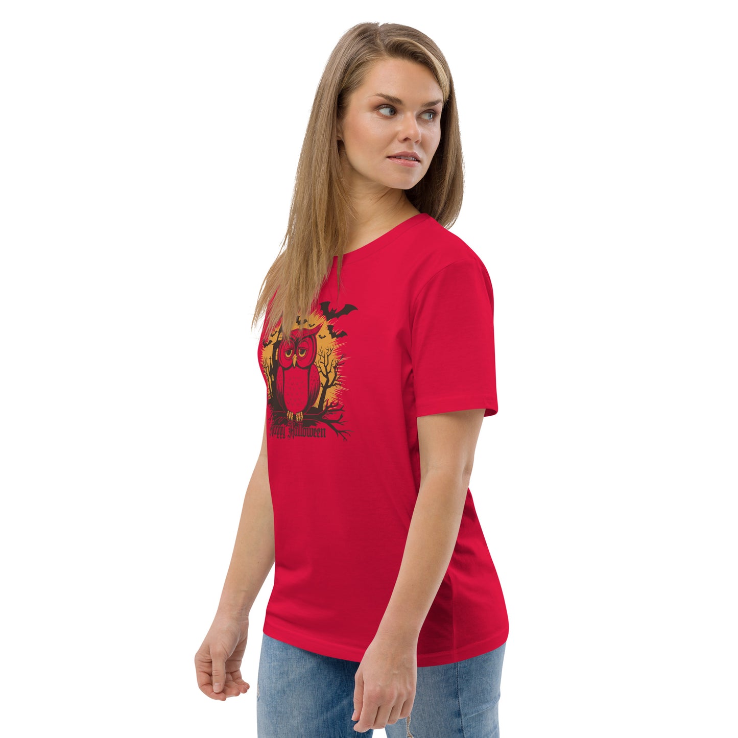 Unisex Organic Cotton T-Shirt: Halloween Owl Eco-Friendly Style USA Dudeily
